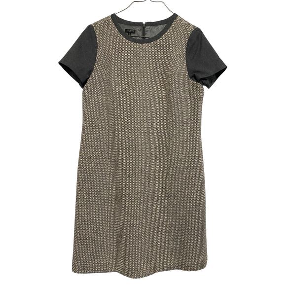 Talbots Sheath Dress 12P Tweed Style Tans Neutrals Lined Knee Length 1/4 Sleeve - Picture 14 of 14